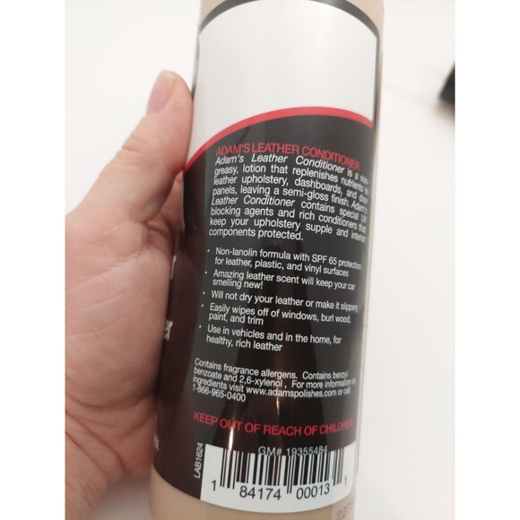 Adam's Polishes Leather Conditioner 16oz Vinyl Plastic 1 pint NEW Sealed - Picture 5 of 7